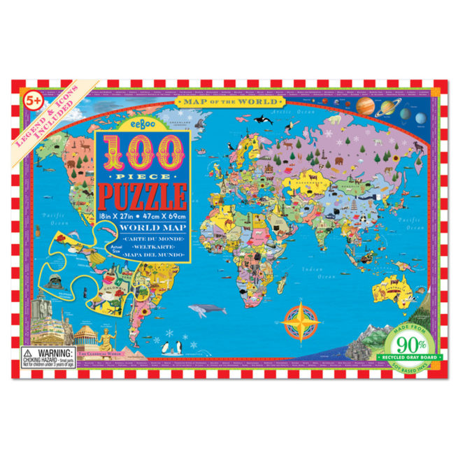 eeBoo 100 Pc Puzzle - World Map