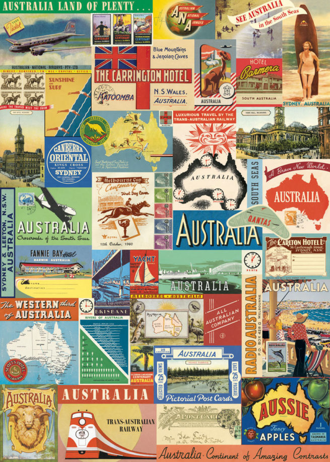 Cavallini Poster/Gift Wrap - Australian Collage 2