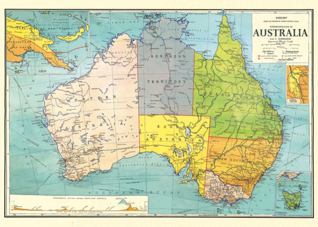 Cavallini Poster/Gift Wrap - Map Australia 3