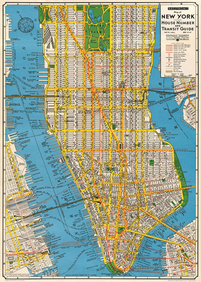Cavallini Poster/Gift Wrap - Map New York New