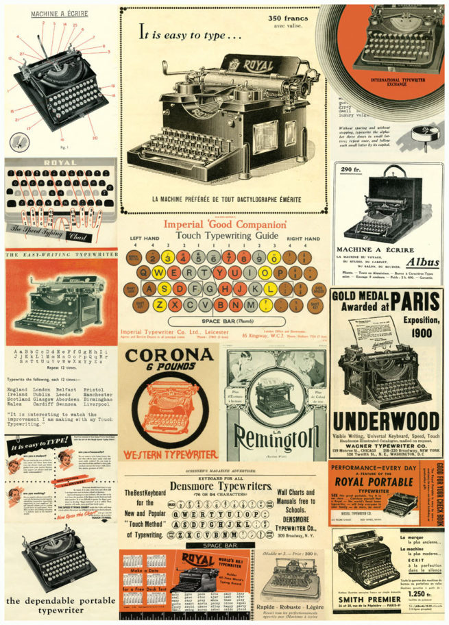 Cavallini Poster/Gift Wrap - Vintage Typewriter
