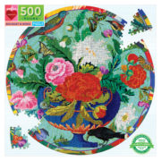 eeBoo 500 Pc Round Puzzle - Bouquet & Birds