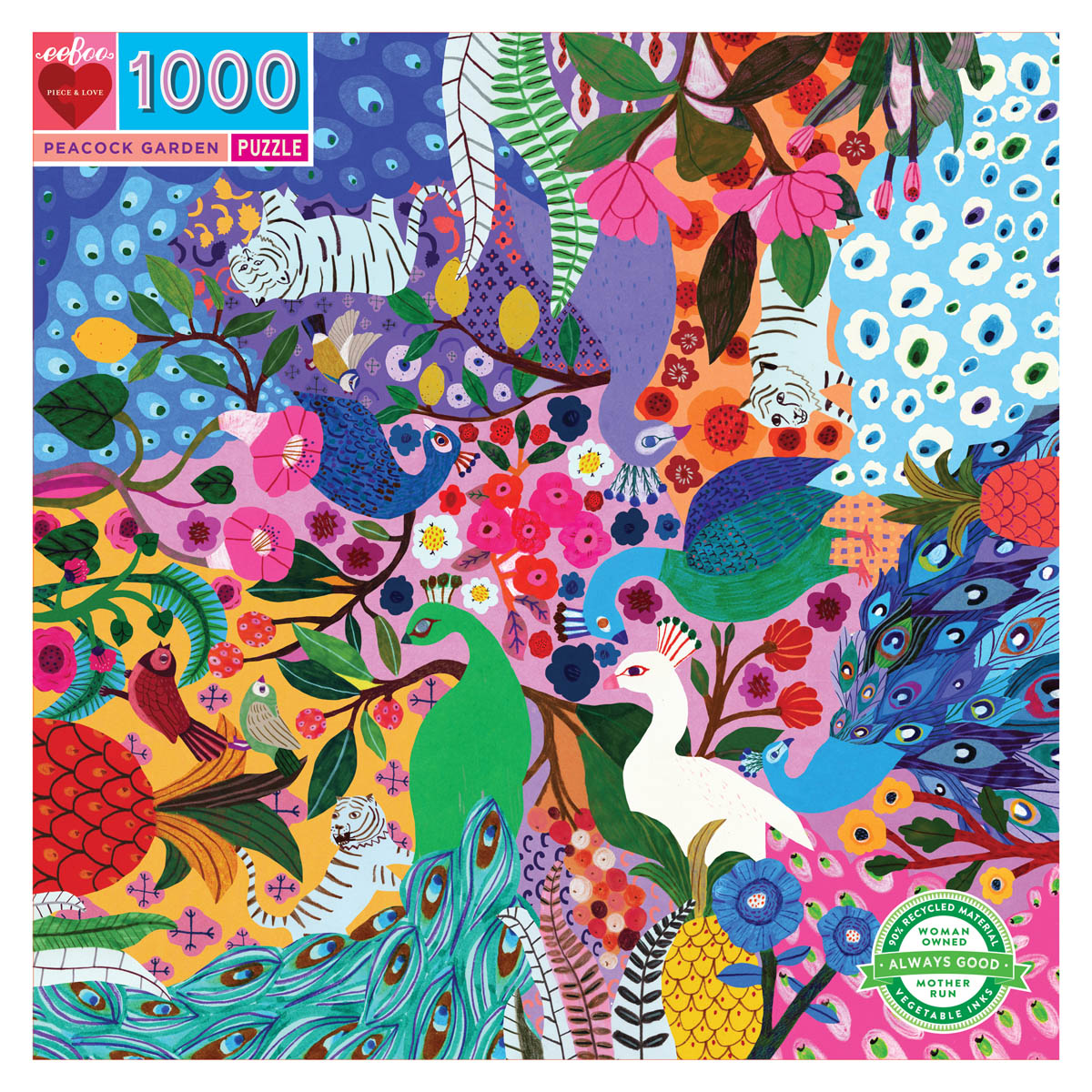 Eeboo 1000 Pc Puzzle Peacock Garden Evans And Hall