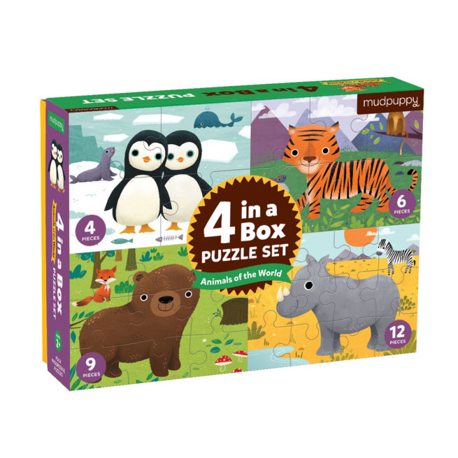 Mudpuppy 4 In A Box Puzzle - Animals