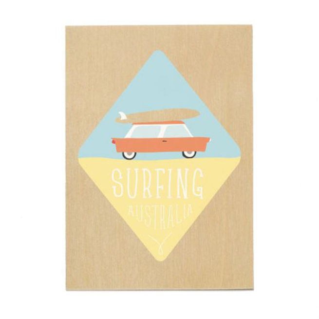Sunday Paper Wooden Postcard - Surfing Australia