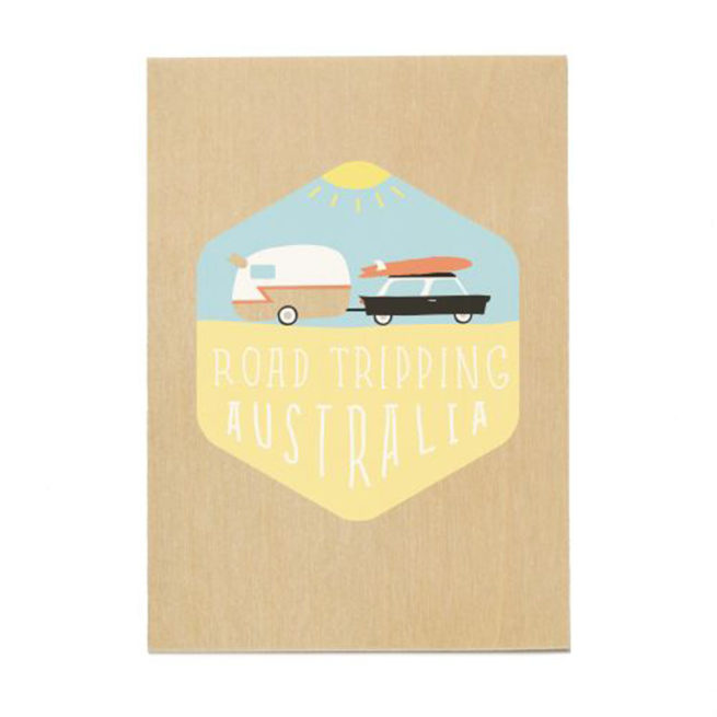 Sunday Paper Wooden Postcard - Roadtripping