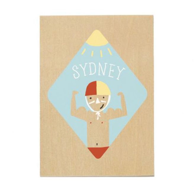 Sunday Paper Wooden Postcard - Surf Lifesaver