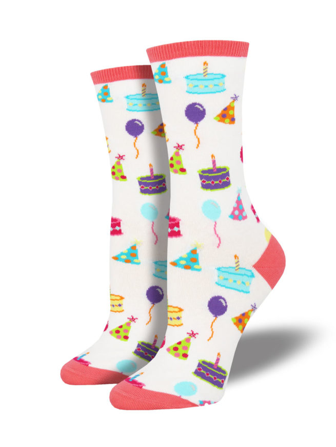 Socksmith Ladies Socks - Happy Birthday to You White