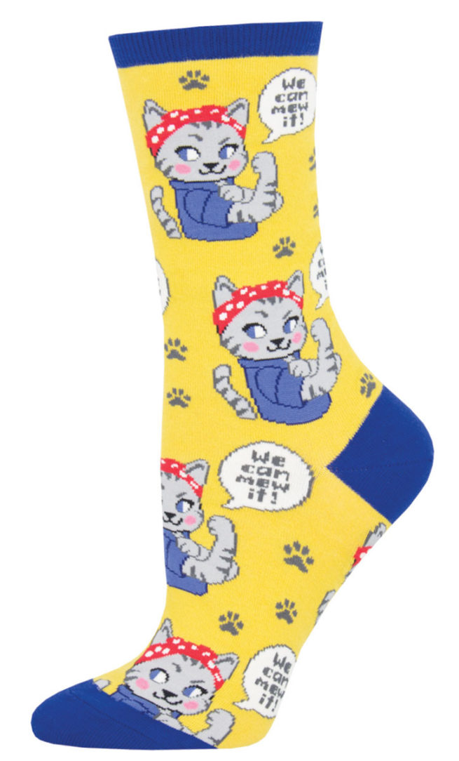 Socksmith Ladies Socks - We Can Mew It - Yellow