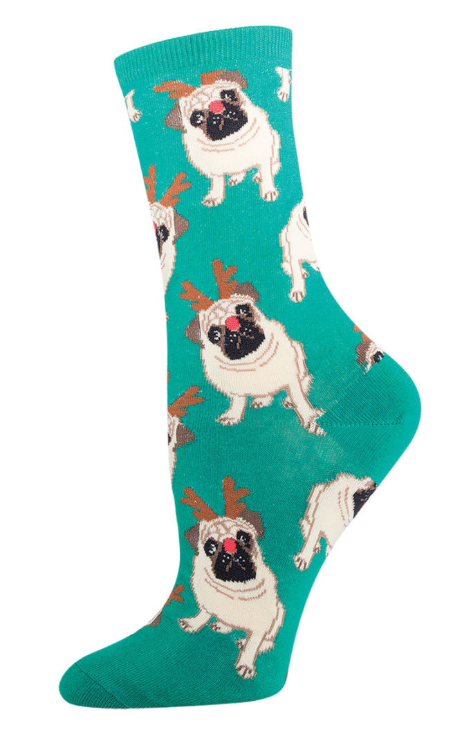 Socksmith Ladies Socks - Pug Antler Green