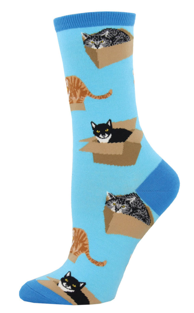 Socksmith Ladies Socks - Cat in A Box Azure