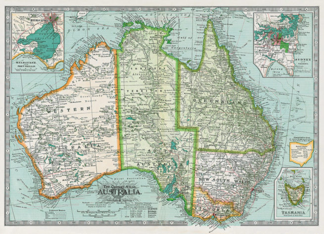 Cavallini Poster/Gift Wrap - Map Australia