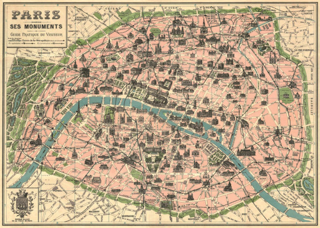 Cavallini Poster/Gift Wrap - Map Paris