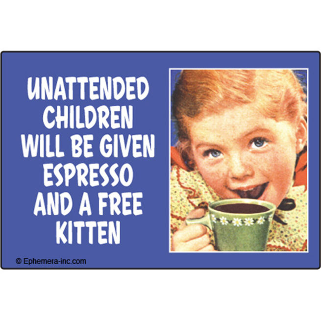 Ephemera Magnet - Unattended children will be...