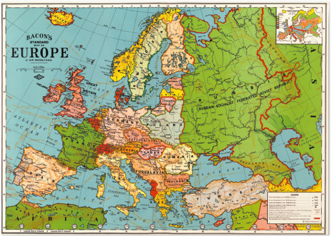 Cavallini Poster/Gift Wrap - Map Europe 3