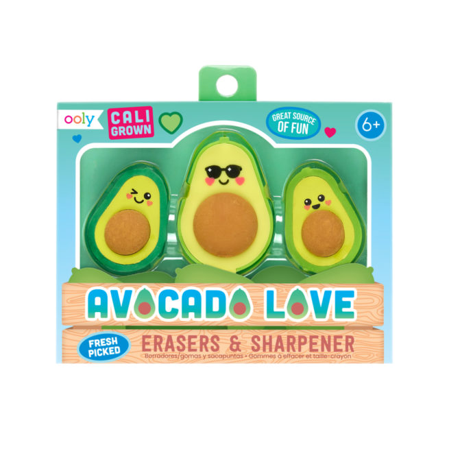 Ooly Eraser & Sharpener - Avocado Love Eraser & Sharpener Set