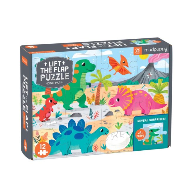 Mudpuppy Lift the Flap 12 pc Puzzle - Dinosaur