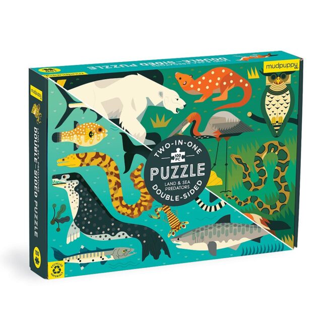 Mudpuppy 100 Pc Double-Sided Puzzle - Land & Sea Predators