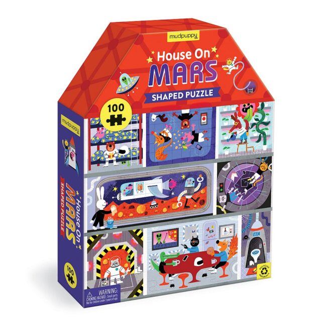 Mudpuppy 100 Pc House Shaped Puzzle - On Mars