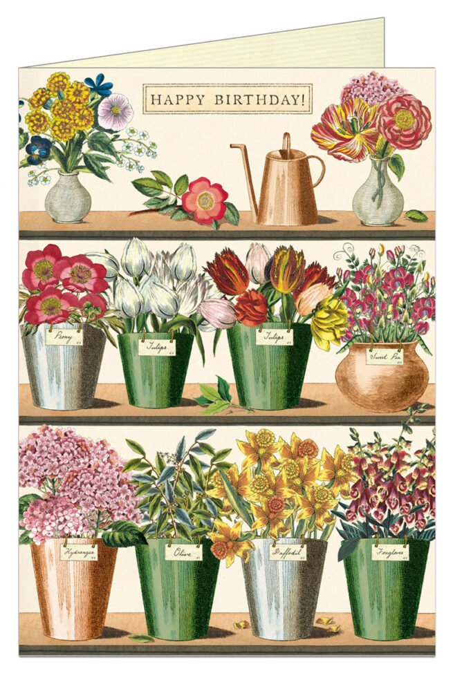 Cavallini Greeting Card - Happy Birthday Flowers