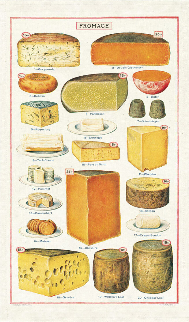 Cavallini Tea Towel - Cheese