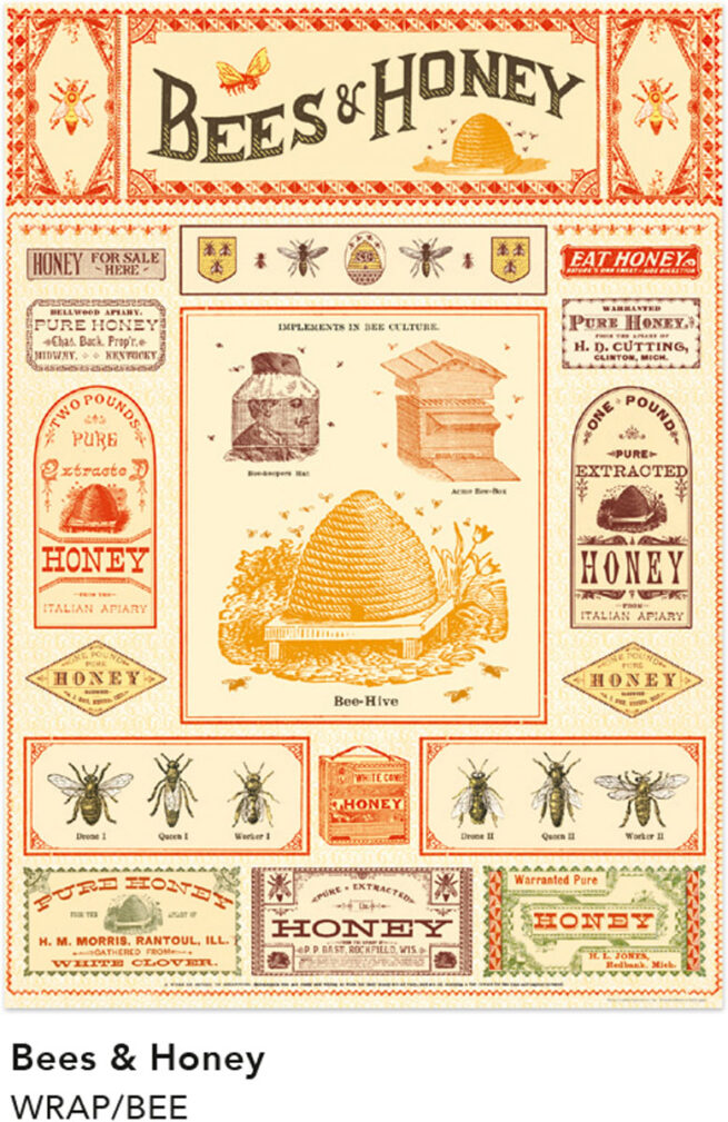 Cavallini Poster/Gift Wrap - Bees & Honey