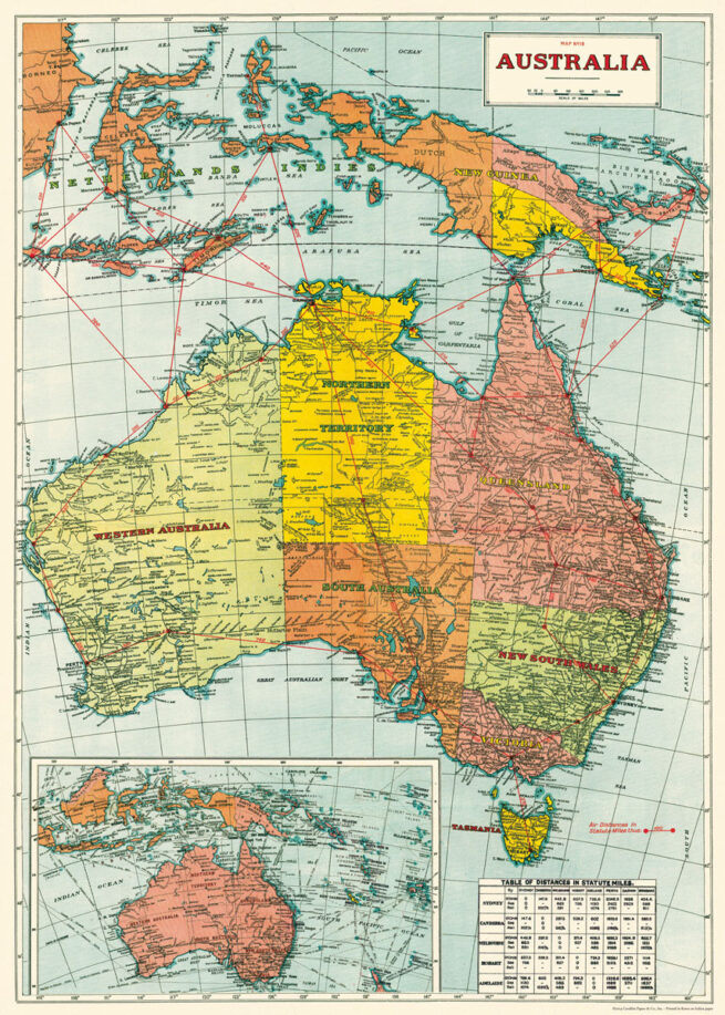 Cavallini Poster/Gift Wrap - Map Australia 2