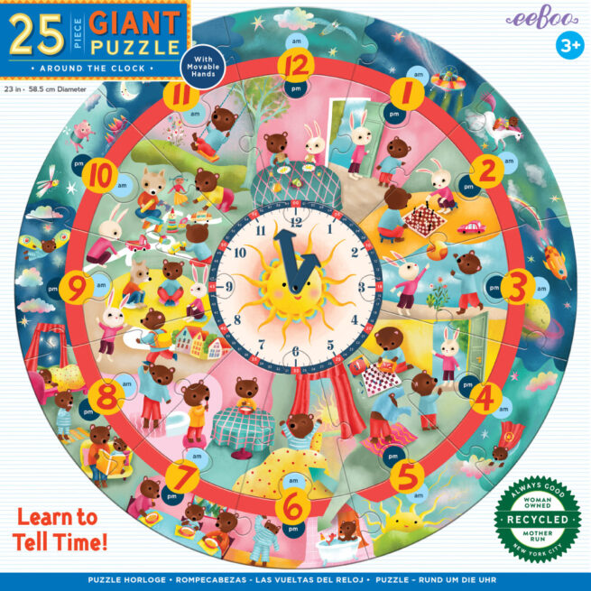 eeBoo 25 Pc Round Puzzle - Clock - Image 2