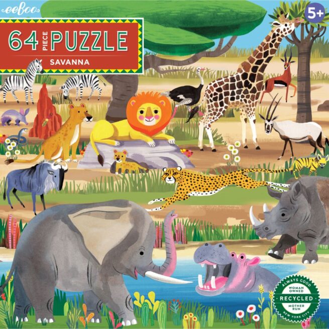 eeBoo 64 Pc Puzzle - Savanna