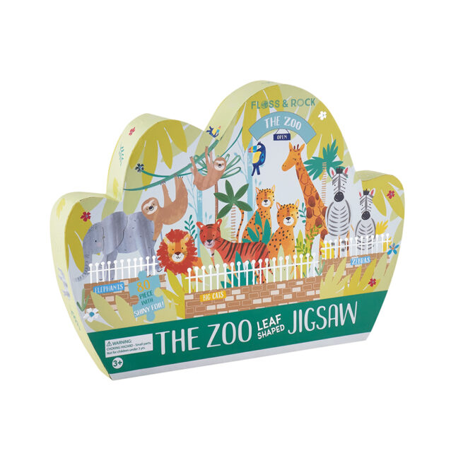 Floss & Rock 80 Pc Shaped Jigsaw Puzzle Zoo