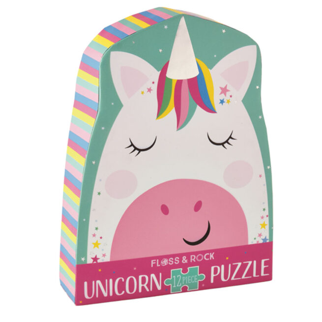 Floss & Rock 12 Pc Shaped Jigsaw Puzzle - Rainbow Unicorn