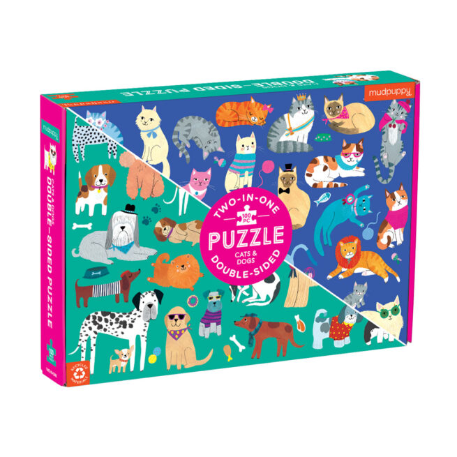 Mudpuppy 100 Pc Double-Sided Puzzle - Cats & Dogs