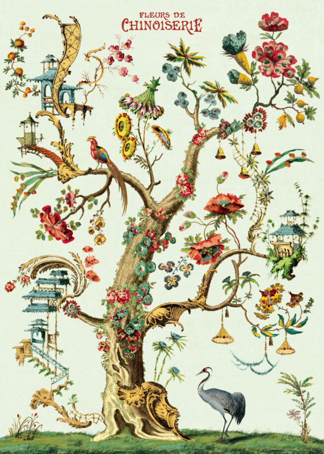 Cavallini Poster/Gift Wrap - Fleurs Chino