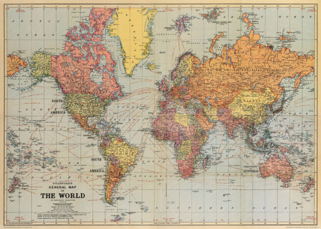 Cavallini Poster/Gift Wrap - Map World