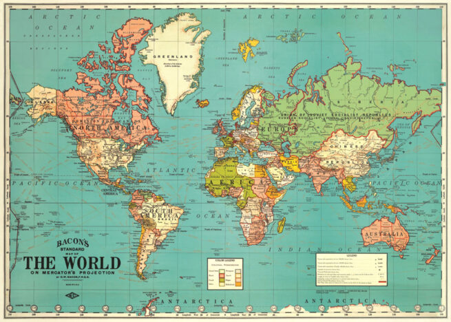 Cavallini Poster/Gift Wrap - Map World 4