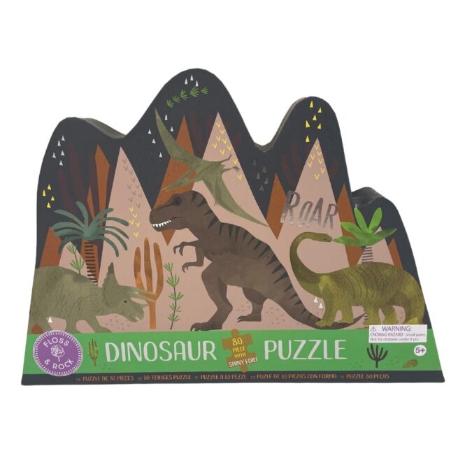 Floss & Rock 80 Pc Shaped Jigsaw Puzzle Dinosaur