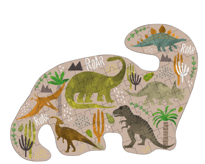 Floss & Rock 80 Pc Shaped Jigsaw Puzzle Dinosaur - Image 2