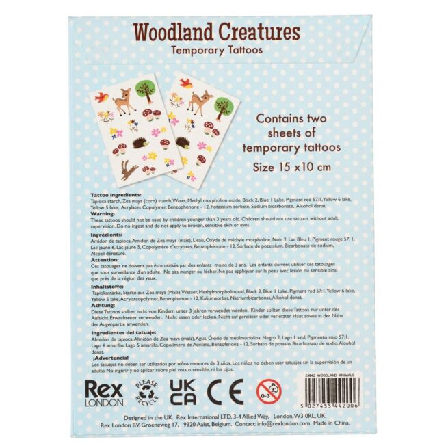 Rex London Temporary Tattoos - Woodland Creatures - Image 3