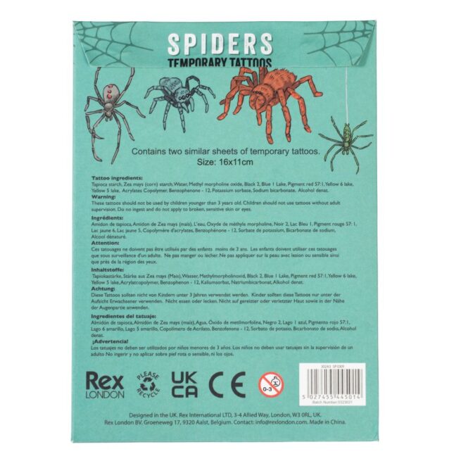 Rex London Temporary Tattoos - Spiders - Image 3