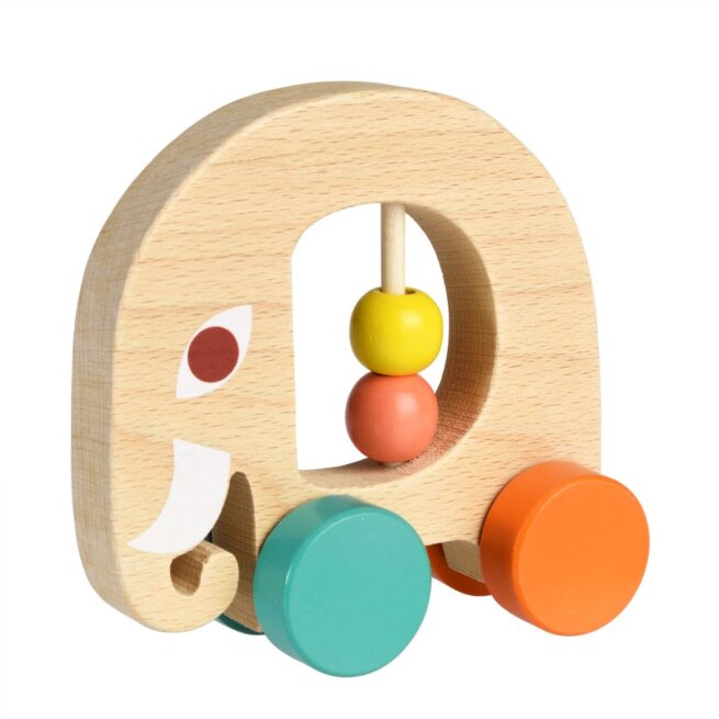 Rex London Wooden Toy - Wild Wonders Push Elephant - Image 2