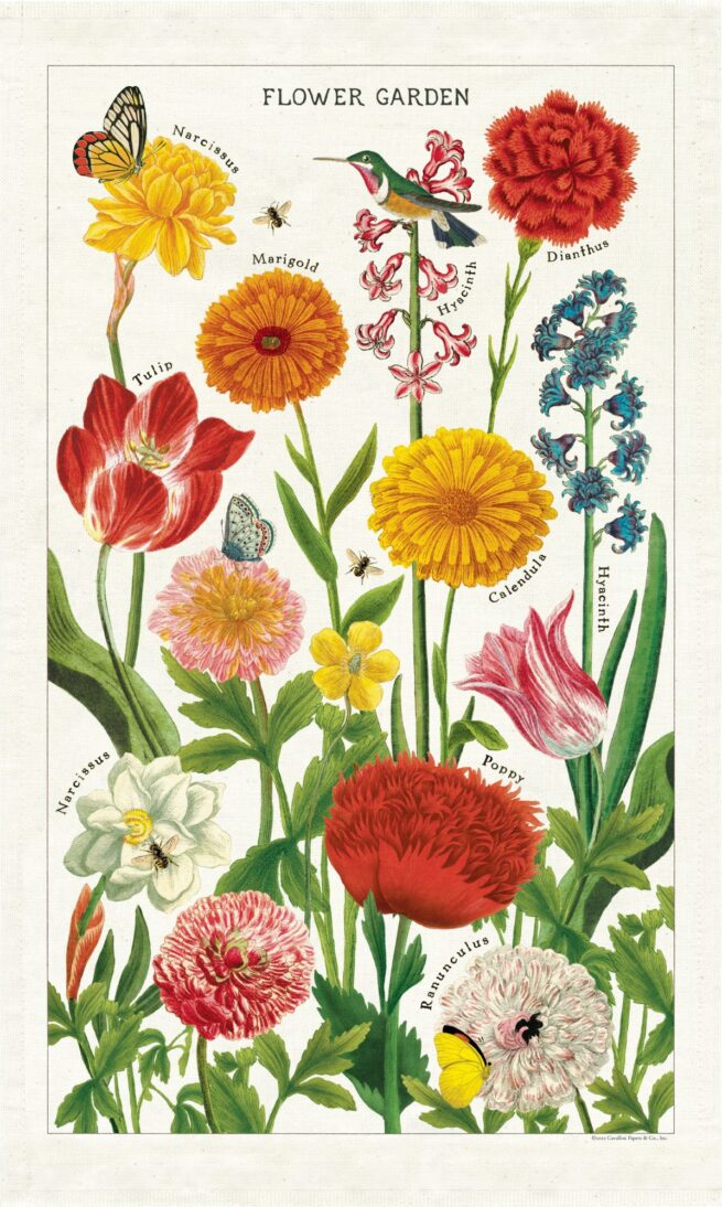 Cavallini Tea Towel - Flower Garden