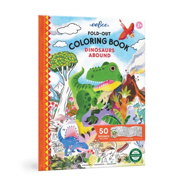 eeBoo Fold Out Colouring Book - Dinosaur Bound