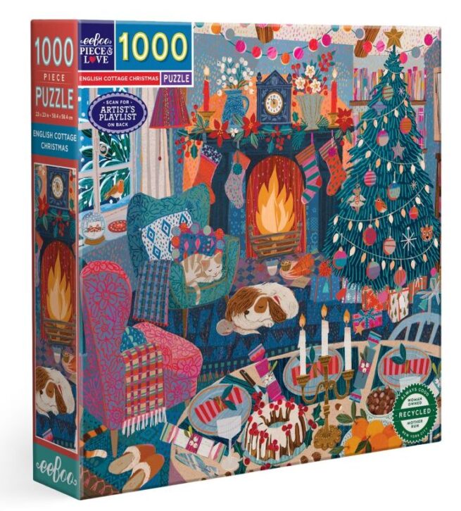 eeBoo 1000 Pc Puzzle - English Cottage Christmas