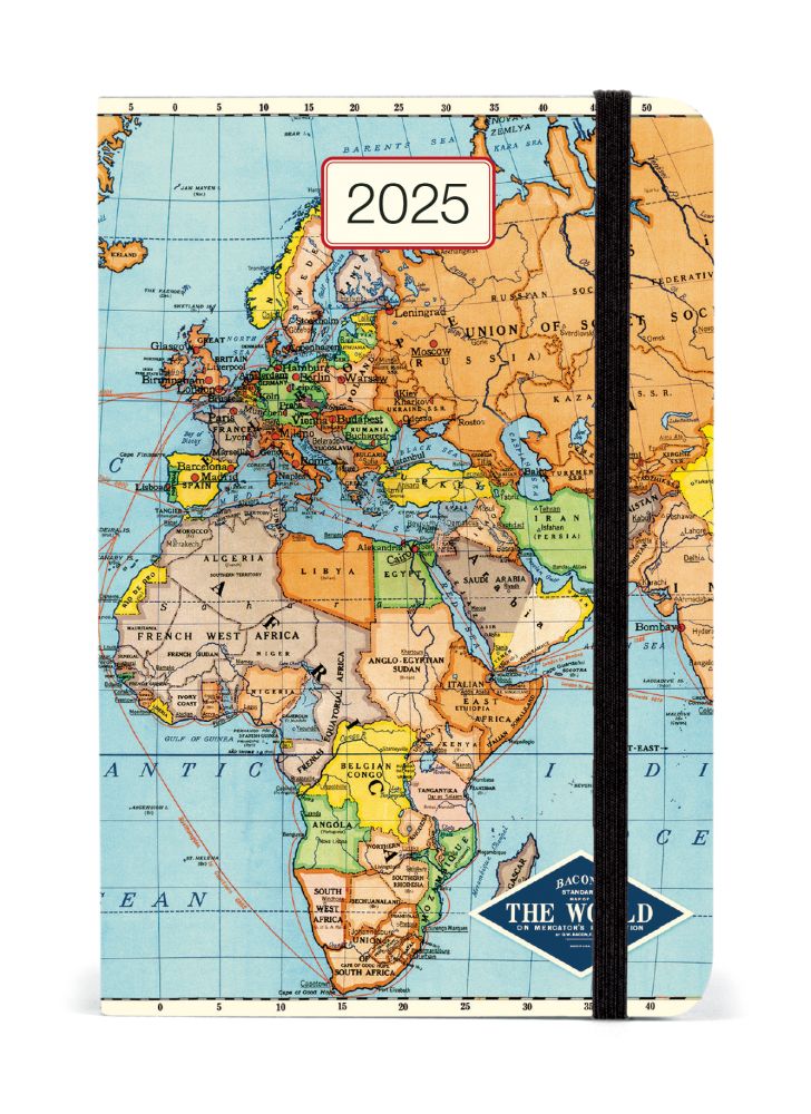Cavallini 2025 Weekly Planner Vintage Maps Evans and Hall