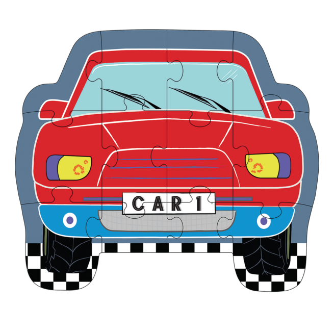 Floss & Rock 12 Pc Shaped Jigsaw Puzzle – Cars - Image 2