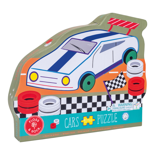 Floss & Rock 40 Pc Shaped Jigsaw Puzzle – Cars