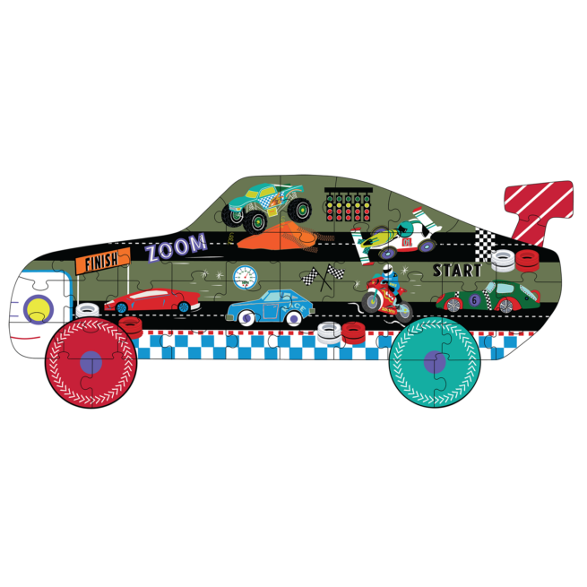 Floss & Rock 40 Pc Shaped Jigsaw Puzzle – Cars - Image 2