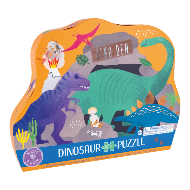 Floss & Rock 80 Pc Shaped Jigsaw Puzzle – Dinosaur