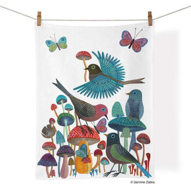 WerkShoppe Cotton Tea Towel – Mushroom Garden