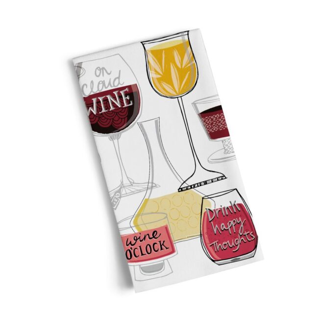 WerkShoppe Cotton Tea Towel – Wine Time - Image 2